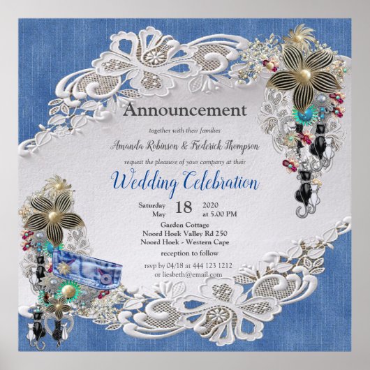 Denim Textured Lace en Costume Jewelry Poster (Voorkant)