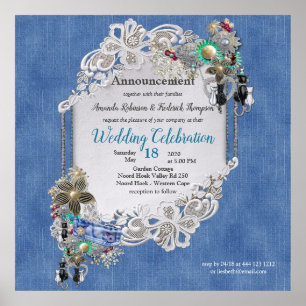 Denim Textured Lace en Costume Jewelry Poster