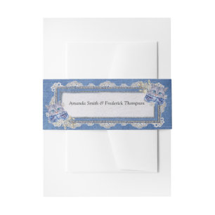 Denim Textured Lace en Kittens Uitnodigingen Wikkel