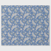 Denim Textured Lace en Pearls Cadeaupapier (Vlak)