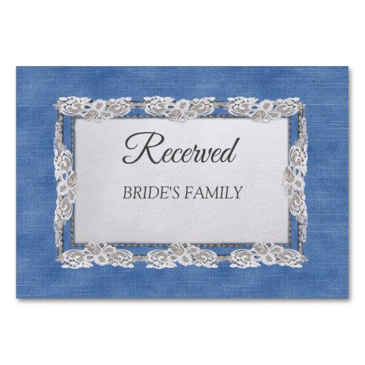 Denim Textured Lace en Pearls Kaart (Voorkant)