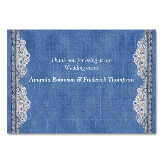 Denim Textured Lace en Pearls Kaart (Achterkant)