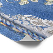 Denim Textured Lace en Pearls Poster (Hoek)