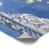 Denim Textured Lace en Pearls Poster (Hoek)