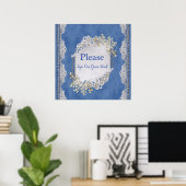 Denim Textured Lace en Pearls Poster (Thuiskantoor)