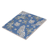 Denim Textured Lace en Pearls Tegeltje (Zijkant)