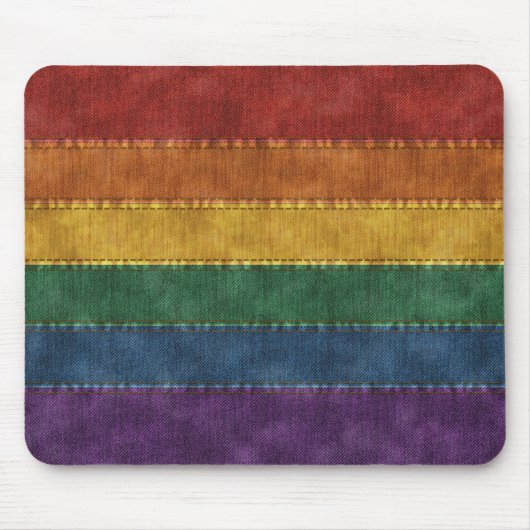 Denim Textured Seamless LGBTQ Pride Rainbow Flag Muismat (Voorkant)