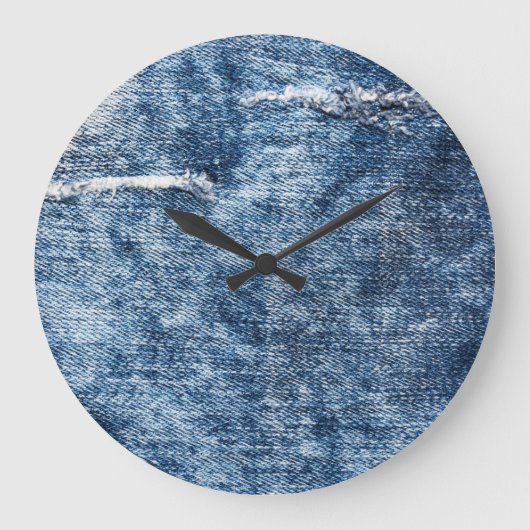 Denim textuur: blauwe jeans achtergrond. grote klok (Voorkant)
