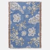 Denim Textuur Kant en Parels Deken (Voorkant Verticaal)