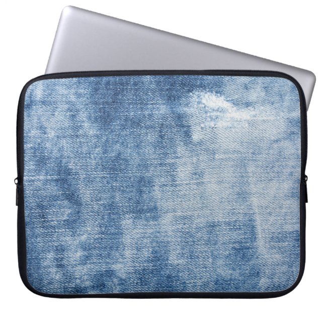 Denim textuur: robuuste gaten. laptop sleeve (Voorkant)