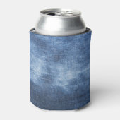 Denim textuur: versleten stof achtergrond blikjeskoeler (Blikje Voorkant)