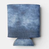 Denim textuur: versleten stof achtergrond blikjeskoeler (Achterkant)