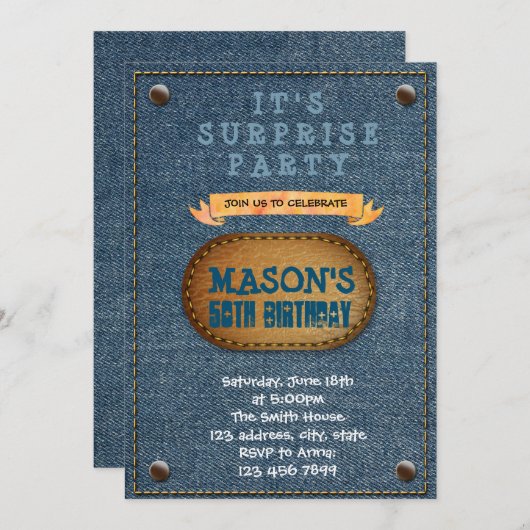 Denim-themagewedstrijd Kaart (Voorkant / Achterkant)