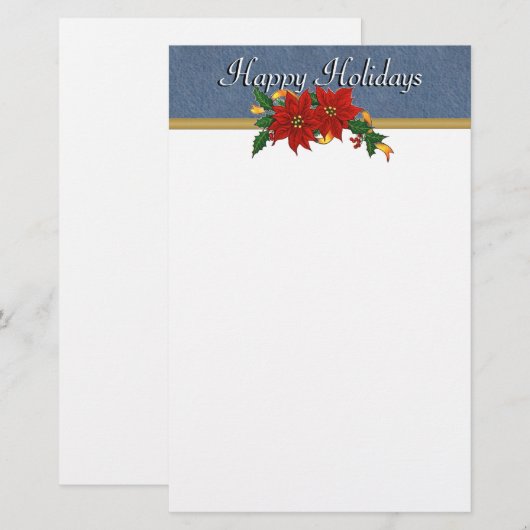 Denim Trim Prettige feestdagen Briefpapier (Voorkant / Achterkant)