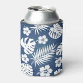 Denim Tropical: ontwerp met patronen als achtergro Blikjeskoeler (Blikje Voorkant)
