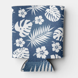 Denim Tropical: ontwerp met patronen als achtergro Blikjeskoeler