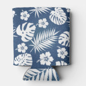 Denim Tropical: ontwerp met patronen als achtergro Blikjeskoeler (Achterkant)