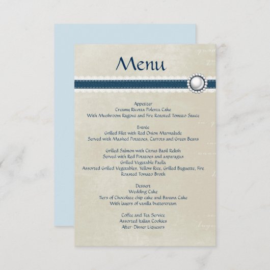 Denim-trouwmenu Kaart (Voorkant / Achterkant)