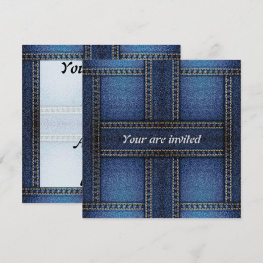 denim uitnodiging sjabloon (Voorkant / Achterkant)