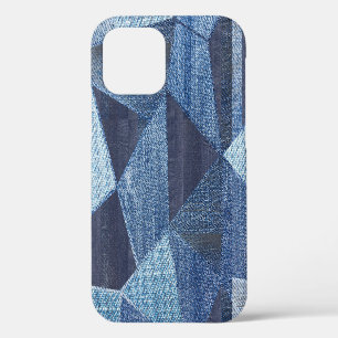 Denim Urban: Gescheurde gestreepte patchwork. iPhone 12 Hoesje