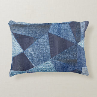 Denim Urban: Gestreepte patchwork. Accent Kussen