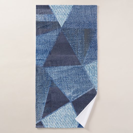 Denim Urban: Gestreepte patchwork. Badhanddoek (Badhanddoek)