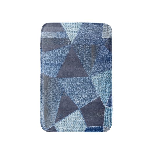 Denim Urban: Gestreepte patchwork. Badmat (Voorkant Verticaal)