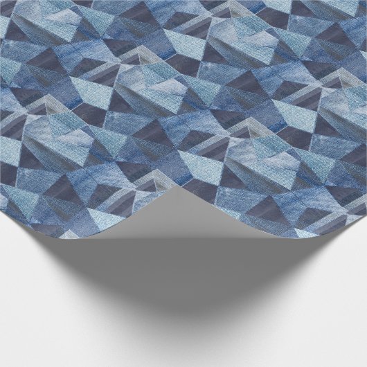 Denim Urban: Gestreepte patchwork. Cadeaupapier (Hoek)