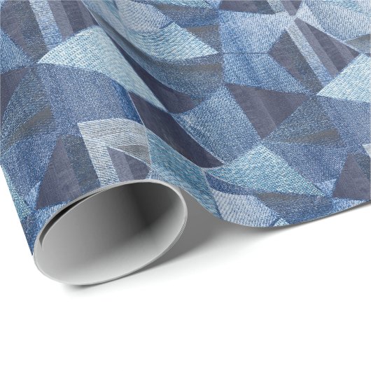 Denim Urban: Gestreepte patchwork. Cadeaupapier (Rol Hoek)