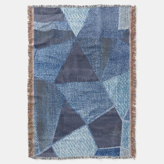Denim Urban: Gestreepte patchwork. Deken (Voorkant Verticaal)