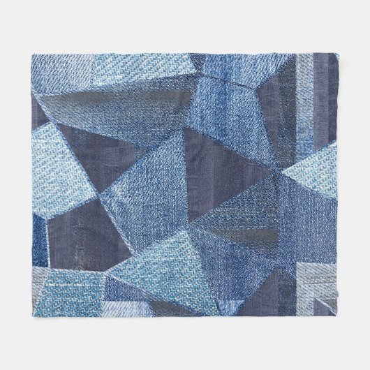 Denim Urban: Gestreepte patchwork. Fleece Deken (Voorkant (Horizontaal))