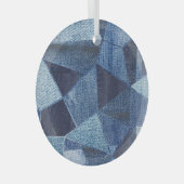 Denim Urban: Gestreepte patchwork. Glas Ornament (Voorkant Rechts)