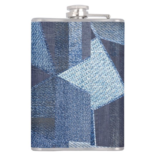 Denim Urban: Gestreepte patchwork. Heupfles (Achterkant)