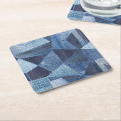 Denim Urban: Gestreepte patchwork. Kartonnen Onderzetters (Schuin)