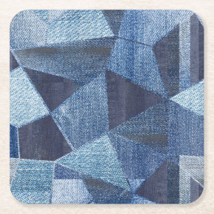 Denim Urban: Gestreepte patchwork. Kartonnen Onderzetters