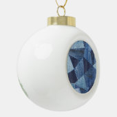 Denim Urban: Gestreepte patchwork. Keramische Bal Ornament (Links)