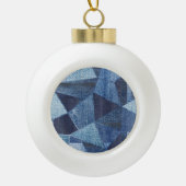 Denim Urban: Gestreepte patchwork. Keramische Bal Ornament (Voorkant)