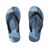 Denim Urban: Gestreepte patchwork. Kinder Teenslippers (Voetbed)