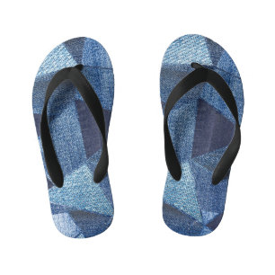 Denim Urban: Gestreepte patchwork. Kinder Teenslippers