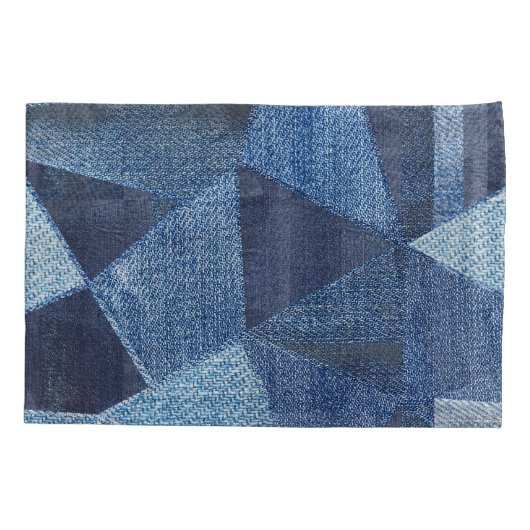 Denim Urban: Gestreepte patchwork. Kussensloop (Achterkant)