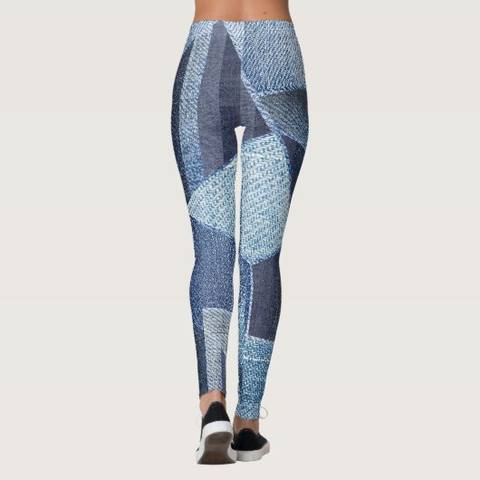 Denim Urban: Gestreepte patchwork. Leggings (Achterkant)