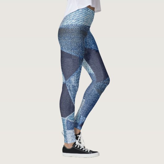 Denim Urban: Gestreepte patchwork. Leggings (Rechts)