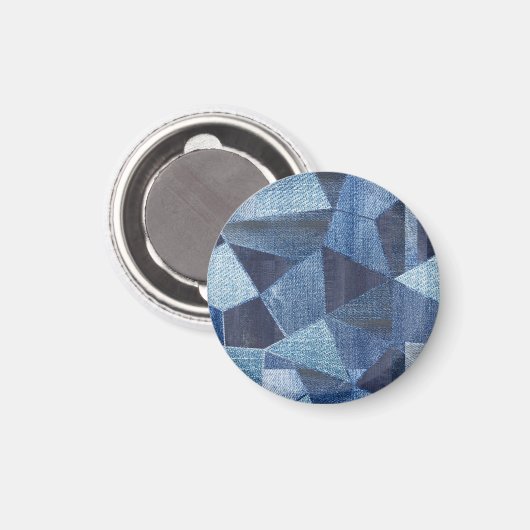 Denim Urban: Gestreepte patchwork. Magneet (Voorkant / Achterkant)