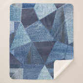 Denim Urban: Gestreepte patchwork. Sherpa Deken (Voorkant)