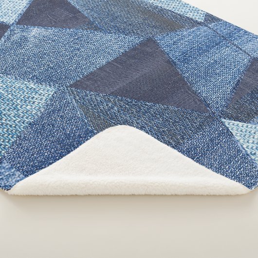 Denim Urban: Gestreepte patchwork. Sherpa Deken (3/4)