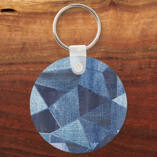 Denim Urban: Gestreepte patchwork. Sleutelhanger (Voorkant)