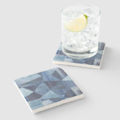 Denim Urban: Gestreepte patchwork. Stenen Onderzetter (Zijkant)