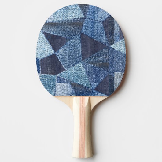 Denim Urban: Gestreepte patchwork. Tafeltennisbatje (Voorkant)