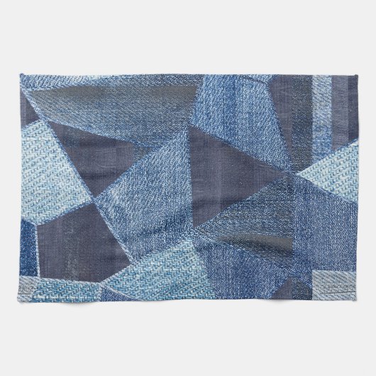Denim Urban: Gestreepte patchwork. Theedoek (Horizontaal)