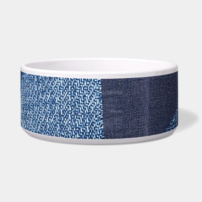 Denim Urban: Gestreepte patchwork. Voerbakje (Voorkant)